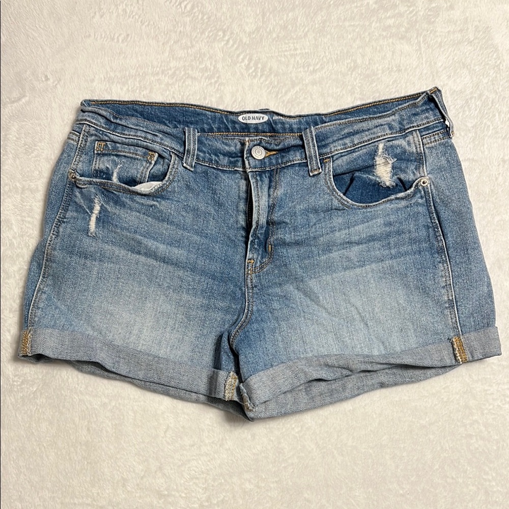 Old Navy Blue Jean Shorts with Distressed Hem Size 10